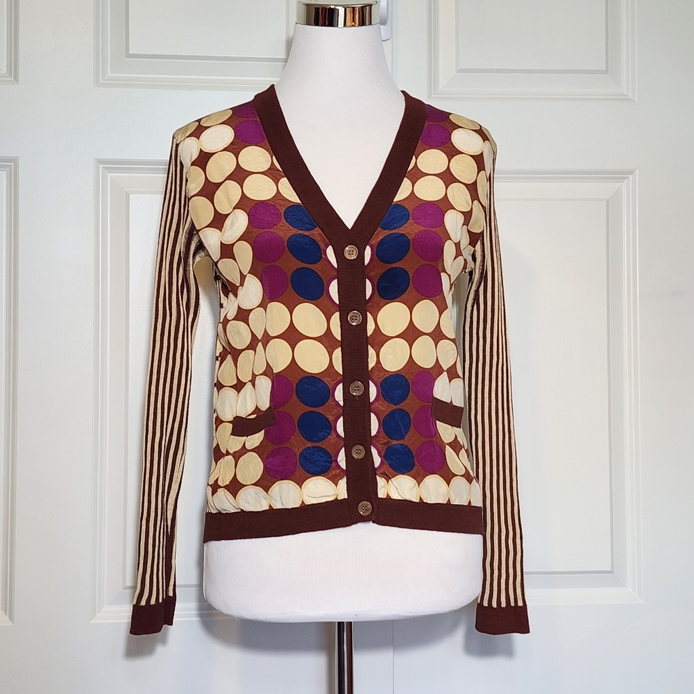 MARNI at H&M Contrast Geometric Strip Cardigan Sweater Top.